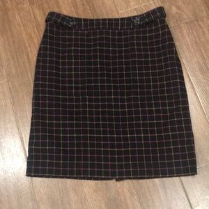 Black Plaid Skirt with Dark Pink & Light Orange